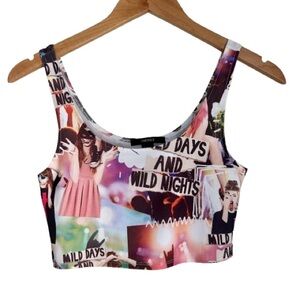 Forever 21 colorful character graphic crop tank top grunge 90’s festival size S